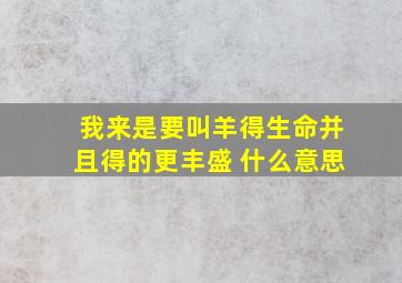 我来是要叫羊得生命并且得的更丰盛 什么意思